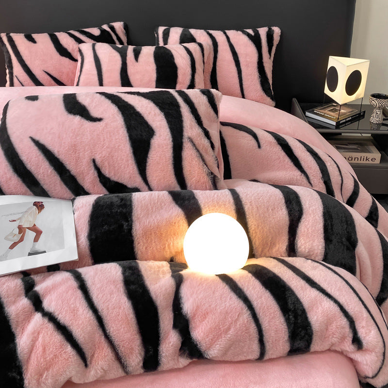 👍[High quality] 🔥Milk plush thick warm 4-piece bedding set-2