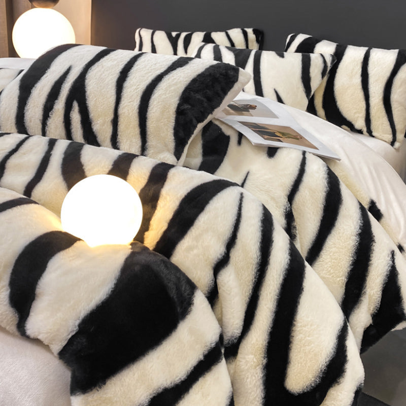 👍[High quality] 🔥Milk plush thick warm 4-piece bedding set-7