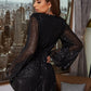 V-neck Long Sleeve Sequin Dress-5