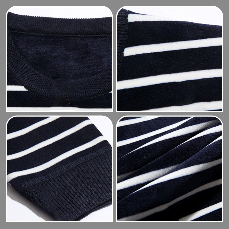 🔥Give the elders a warm winter🍃Men's warm striped comfortable and fashionable sweater-5