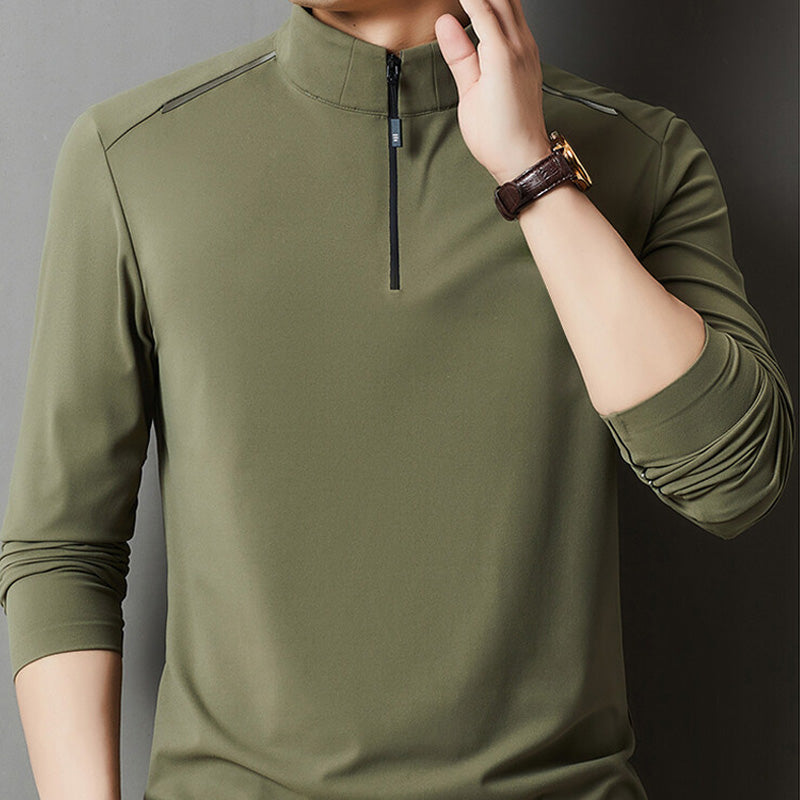 🔥HOT SALE🔥Men's Solid Half Zip Long Sleeve Tops-1