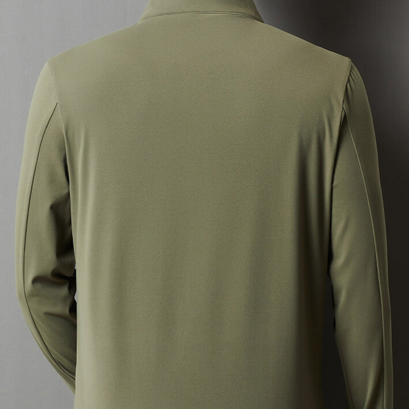 🔥HOT SALE🔥Men's Solid Half Zip Long Sleeve Tops-3