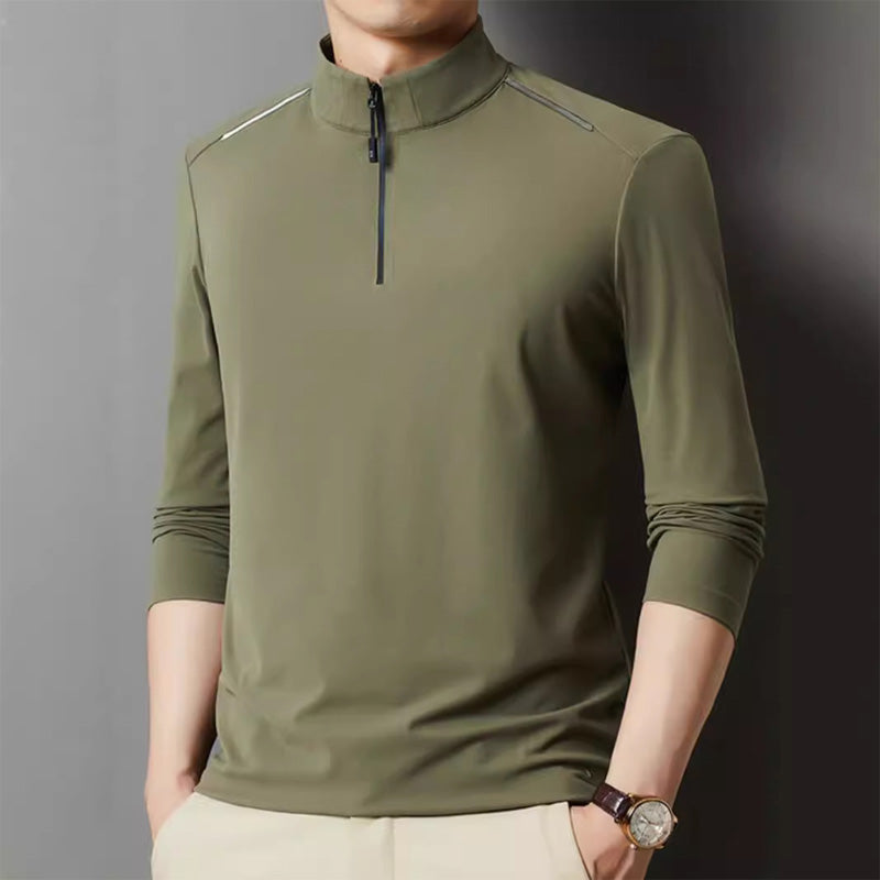 🔥HOT SALE🔥Men's Solid Half Zip Long Sleeve Tops-9