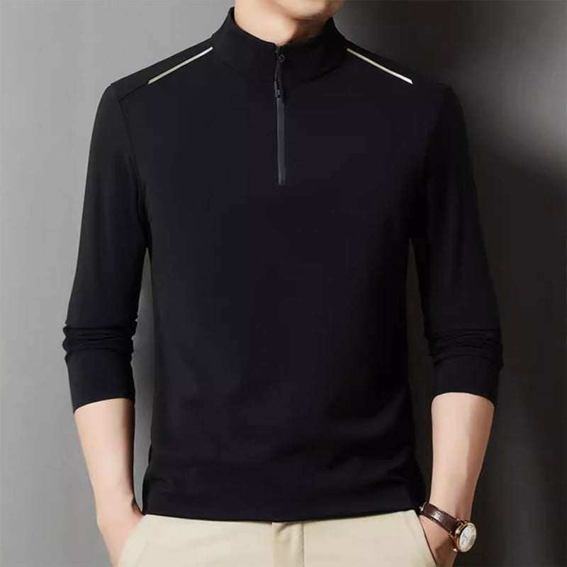 🔥HOT SALE🔥Men's Solid Half Zip Long Sleeve Tops-11