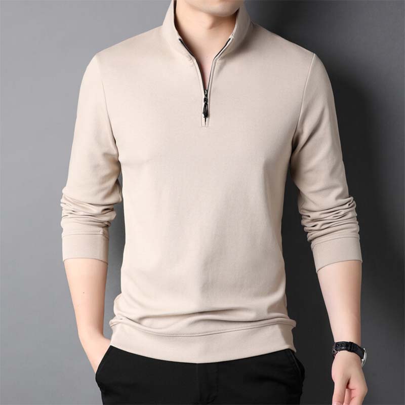 ✨New Arrival✨Men's Solid Half Zip Long-Sleeve Tops-1