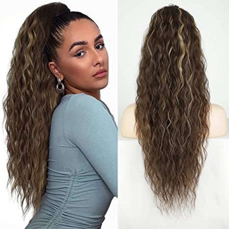 💜 LAST DAY PROMOTION - 50%OFF💜Curly Wavy Frizzy Hair Extension with Ponytail-5