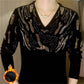 Damen Glitzernder Strickpullover mit V-Ausschnitt