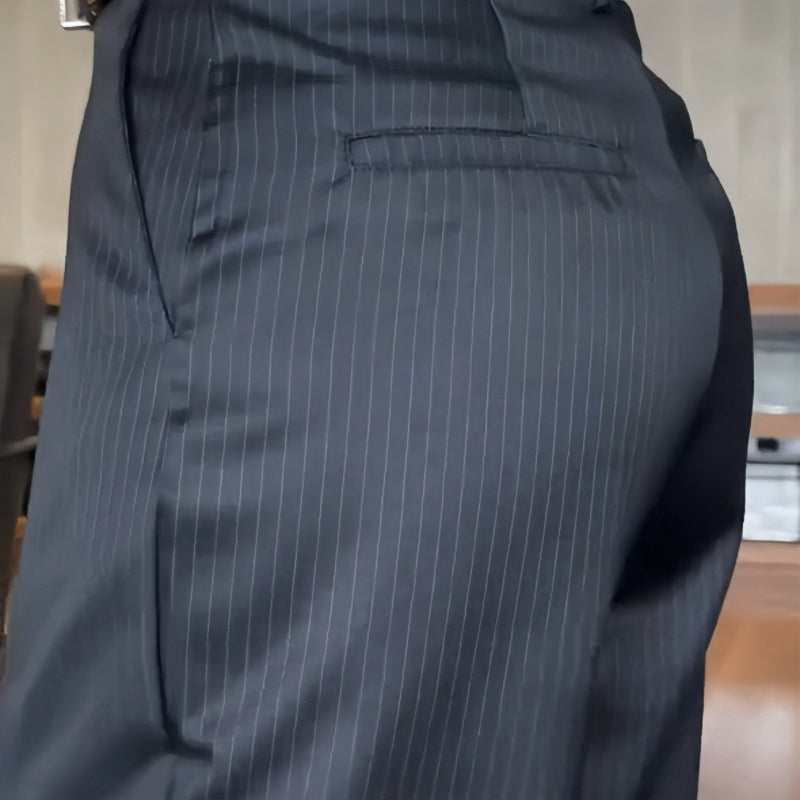 Unisex High Waist Casual Straight Blazer Pants-8