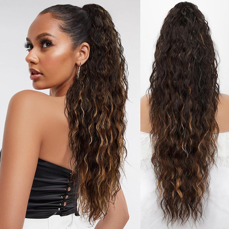 💜 LAST DAY PROMOTION - 50%OFF💜Curly Wavy Frizzy Hair Extension with Ponytail-6