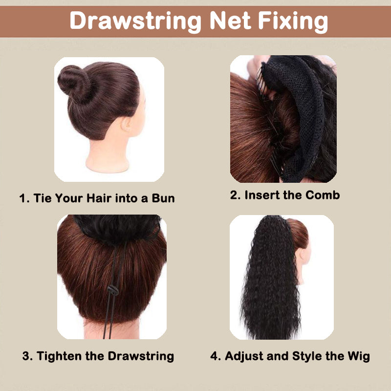 💜 LAST DAY PROMOTION - 50%OFF💜Curly Wavy Frizzy Hair Extension with Ponytail-9