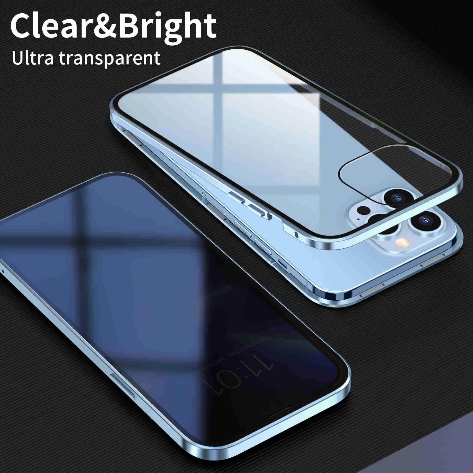 Magnetic double-sided anti-peep glass mobile phone case for iPhone-4