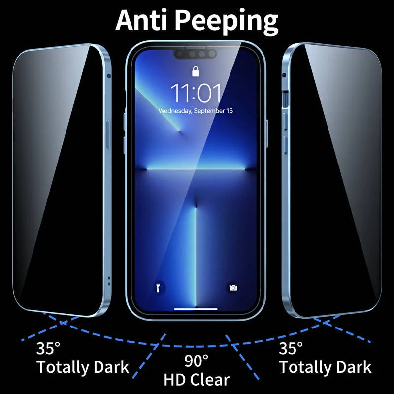Magnetic double-sided anti-peep glass mobile phone case for iPhone-1