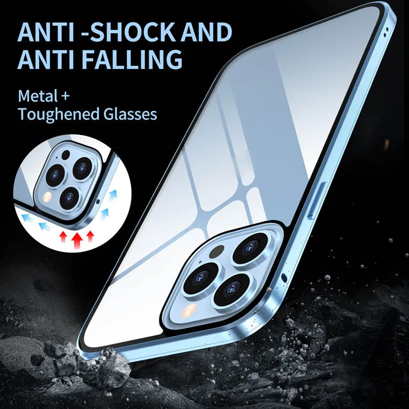 Magnetic double-sided anti-peep glass mobile phone case for iPhone-5