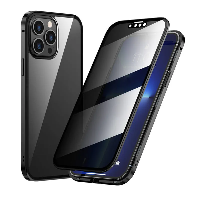 Magnetic double-sided anti-peep glass mobile phone case for iPhone-2