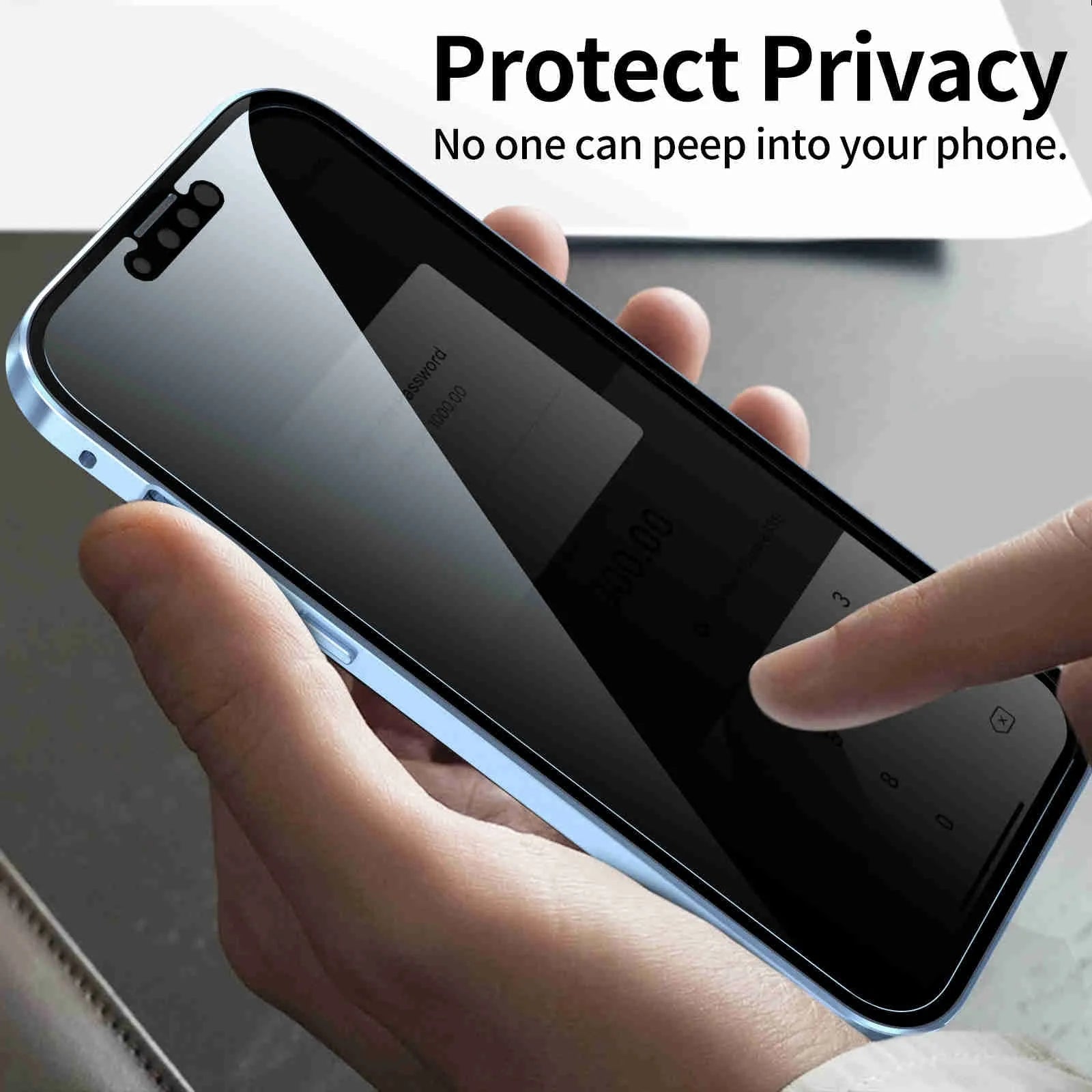 Magnetic double-sided anti-peep glass mobile phone case for iPhone-6