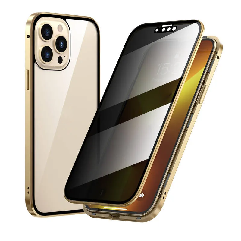 Magnetic double-sided anti-peep glass mobile phone case for iPhone-8