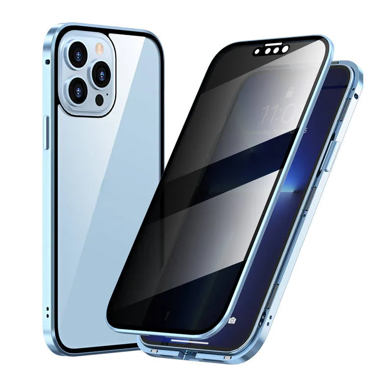 Magnetic double-sided anti-peep glass mobile phone case for iPhone-10