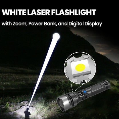 🔥Hot Sale🔥white laser flashlight with zoom, power bank and digital display