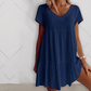 💝Heiße Verkäufe 49 % RABATT💝Baumwollmischung V-Ausschnitt Casual Kurzarm Webkleid😍