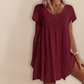 💝Heiße Verkäufe 49 % RABATT💝Baumwollmischung V-Ausschnitt Casual Kurzarm Webkleid😍