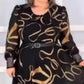 Elegant printed, casual long -sleeved dress
