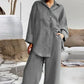 Casual, loosely sitting two -part set made of shirt and pants for women
