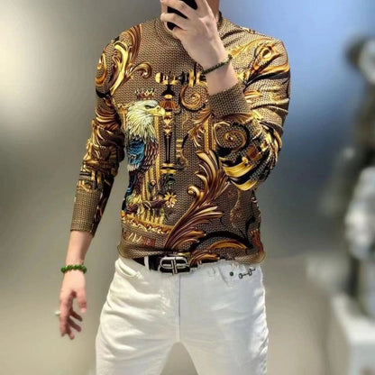 Muška luksuzna orao orla ispis plišana dukserica