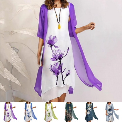 Rochie de două părți cu model de flori pentru femei