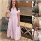 Ladies Casual Summer Short sleeve V-neck Long dresses