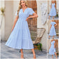 Ladies Casual Summer Short sleeve V-neck Long dresses