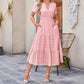 Ladies Casual Summer Short sleeve V-neck Long dresses