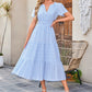 Ladies Casual Summer Short sleeve V-neck Long dresses