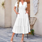 Ladies Casual Summer Short sleeve V-neck Long dresses