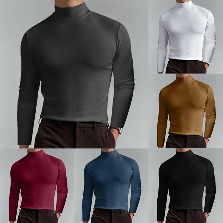 🖤Black Friday Sale:50% OFF🔥Mens High Neck Slim Fit Long Sleeve T-shirt-9