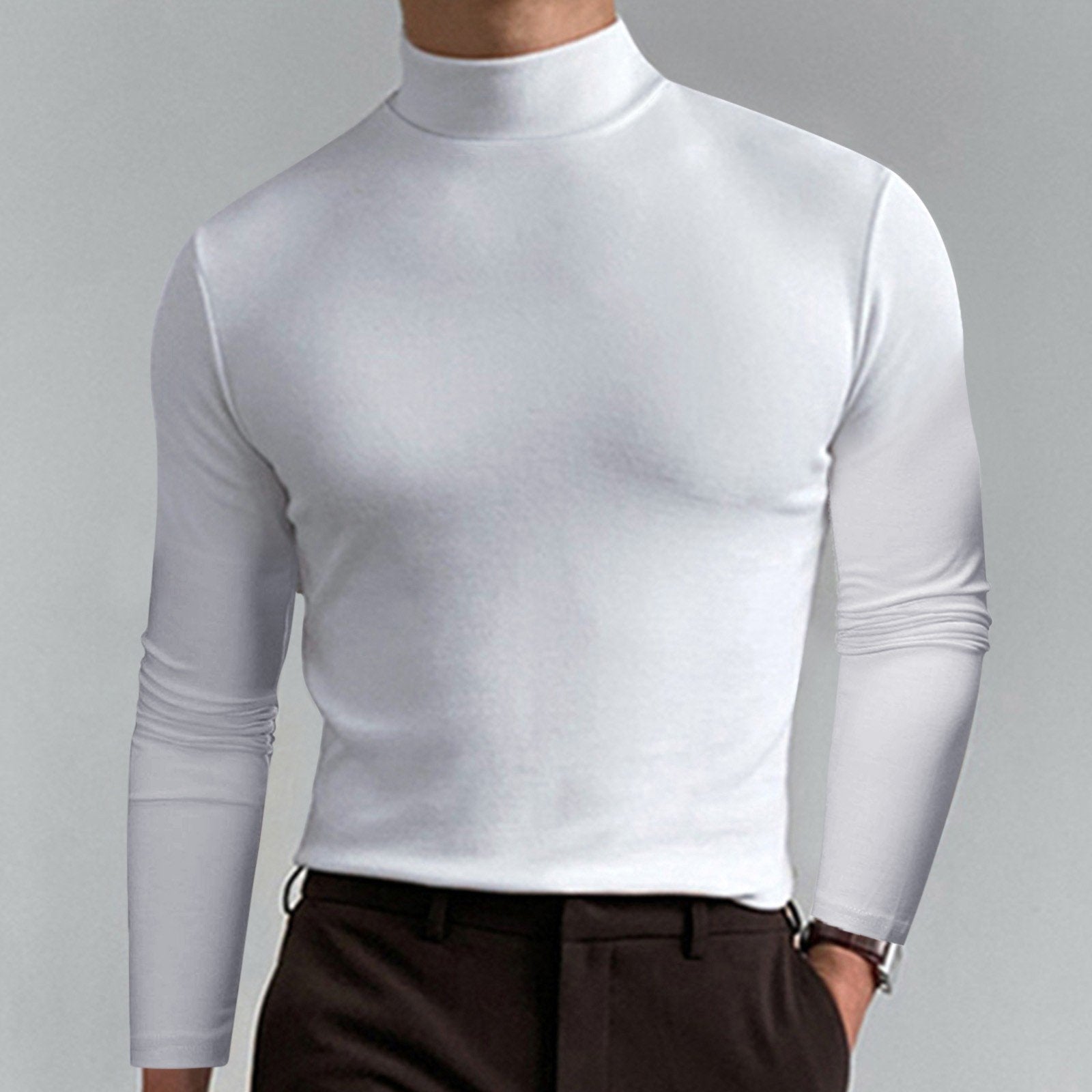 🖤Black Friday Sale:50% OFF🔥Mens High Neck Slim Fit Long Sleeve T-shirt-10