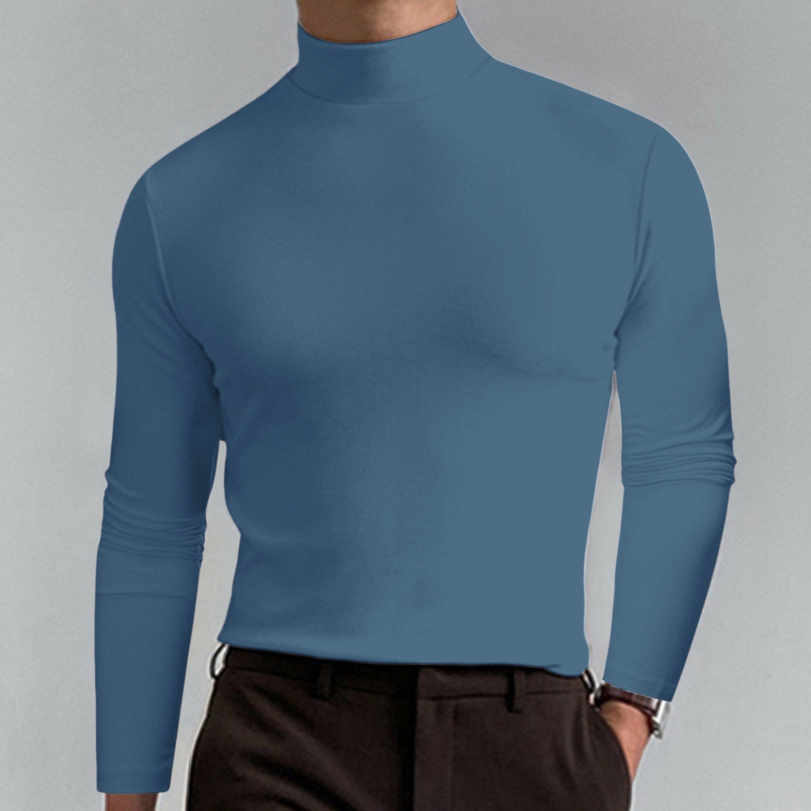 🖤Black Friday Sale:50% OFF🔥Mens High Neck Slim Fit Long Sleeve T-shirt-18