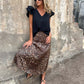 Damen stilvoller Leopardendruck langer Rock