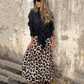 Damen stilvoller Leopardendruck langer Rock