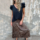 Damen stilvoller Leopardendruck langer Rock