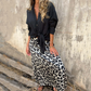 Damen stilvoller Leopardendruck langer Rock
