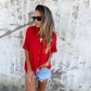 Casual women's shirt with solid color and loose fit