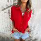 Casual women's shirt with solid color and loose fit