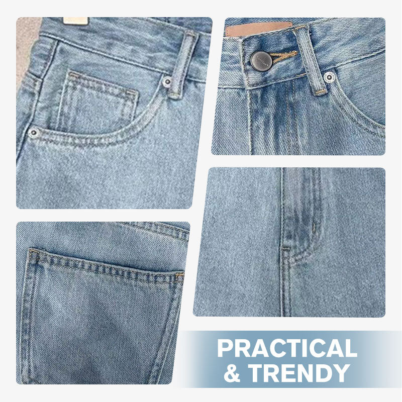 Women's High-Waisted, Loose-Fit Denim Shorts-3