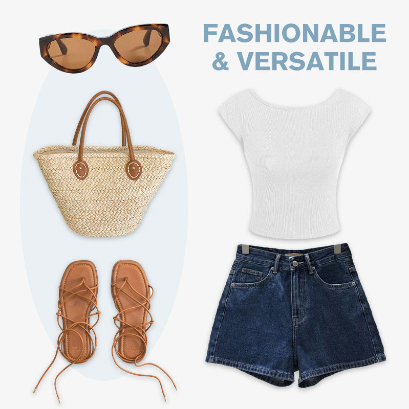 Women's High-Waisted, Loose-Fit Denim Shorts-5