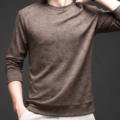 Männer loser runder Halsboden Langarm T-Shirt