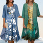 Elegantes Blumenchiffon-Kleid 2-teiliges Set