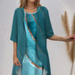 Elegantes Blumenchiffon-Kleid 2-teiliges Set