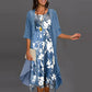 Elegantes Blumenchiffon-Kleid 2-teiliges Set