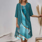 Elegantes Blumenchiffon-Kleid 2-teiliges Set