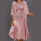 Elegantes Blumenchiffon-Kleid 2-teiliges Set
